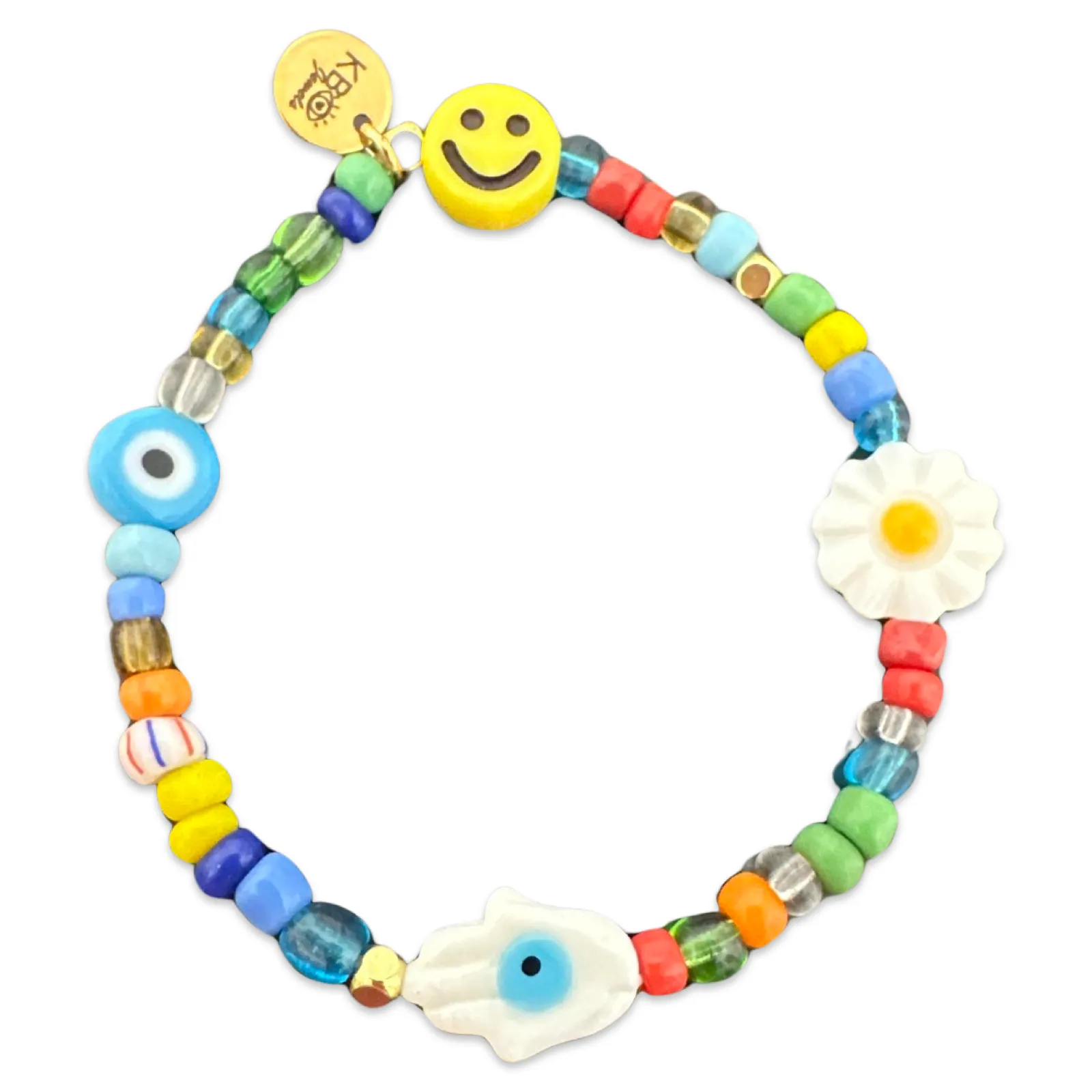 Colorful beads evil eye bracelet smile