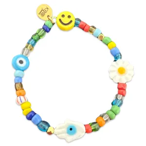 Colorful beads evil eye bracelet smile