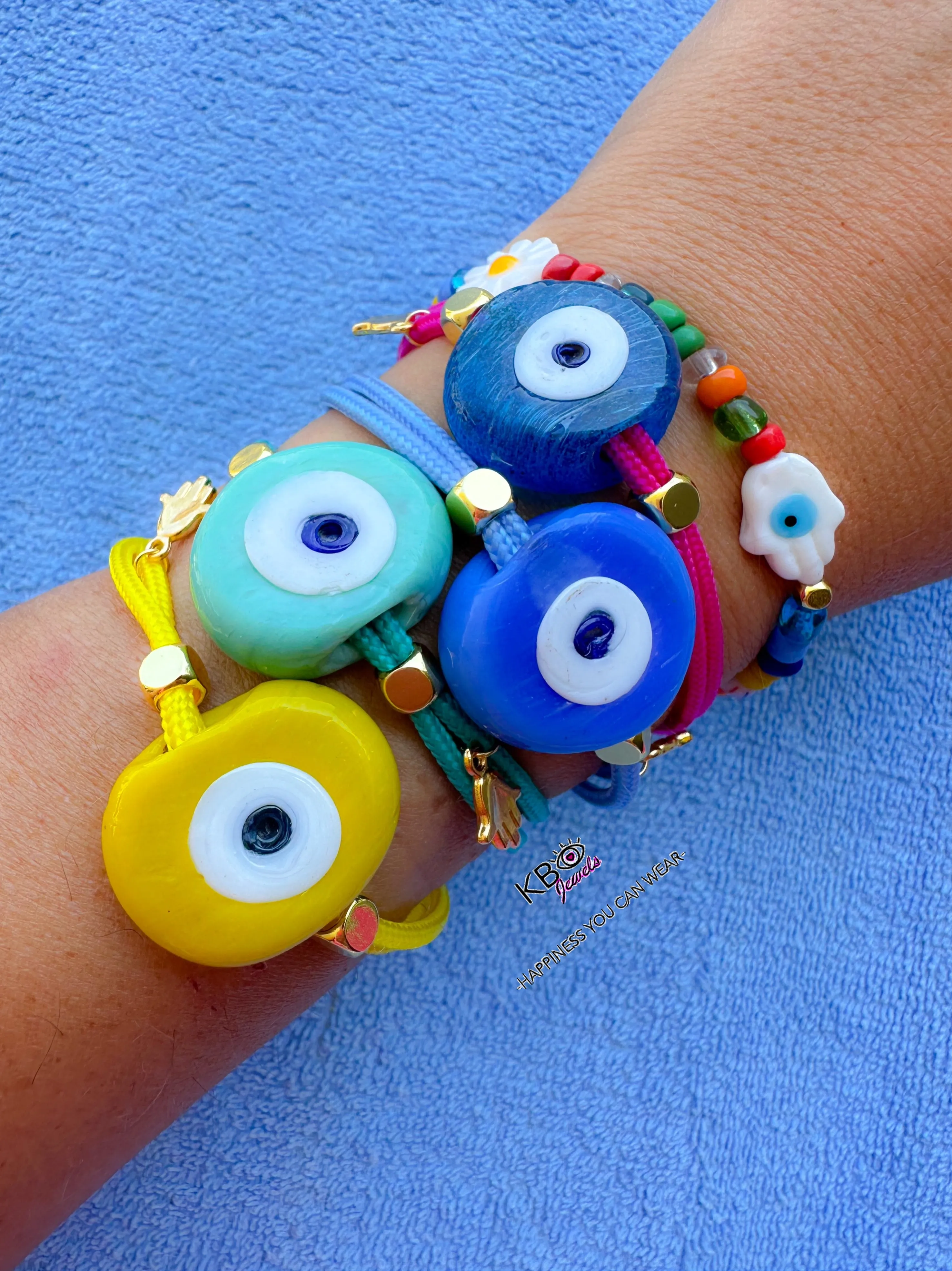 Colorful beads evil eye bracelet smile