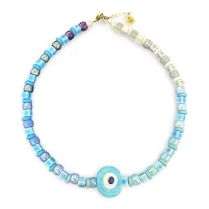 Greek Eye beads necklace blue