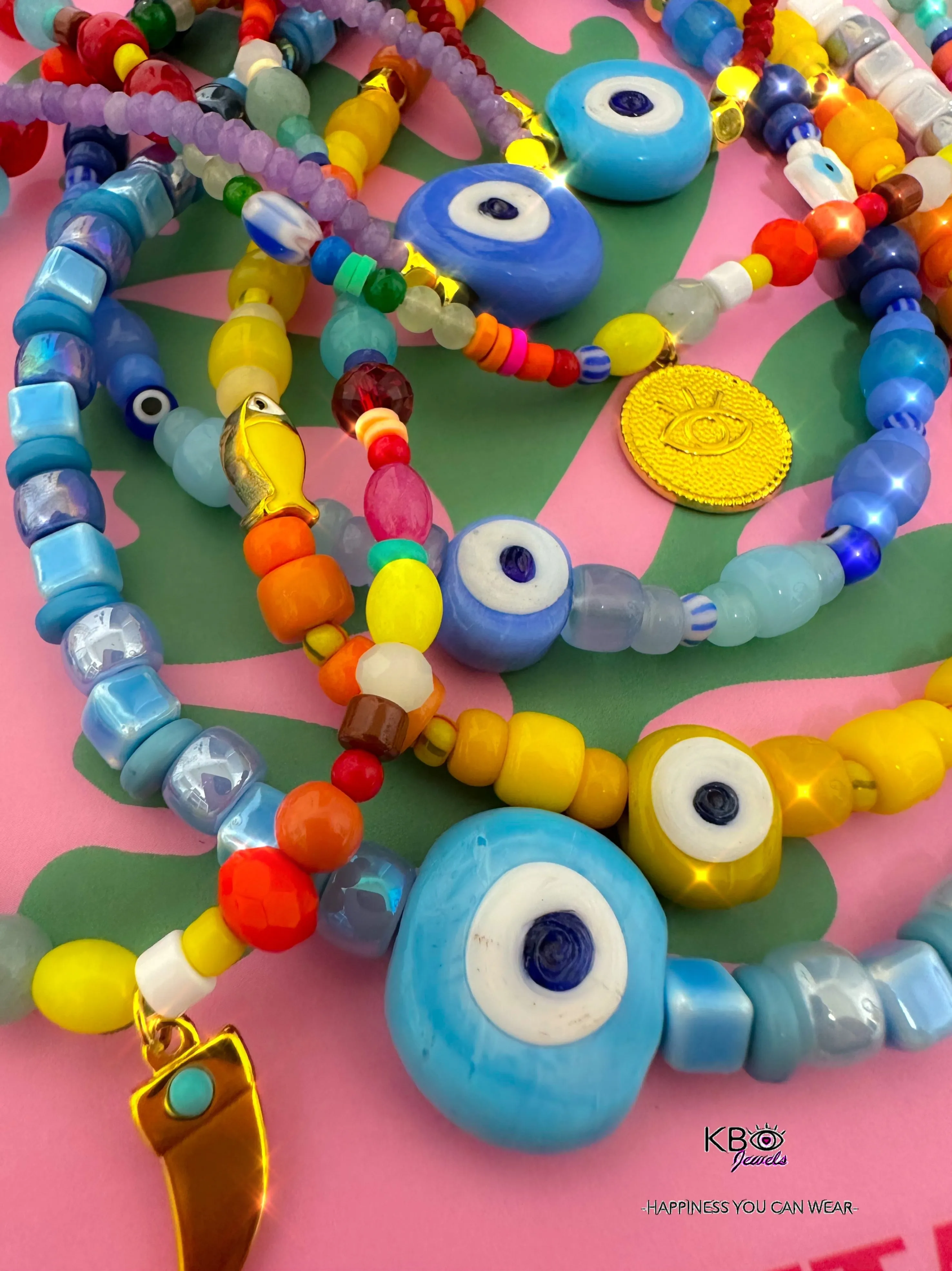 Greek Eye beads necklace blue