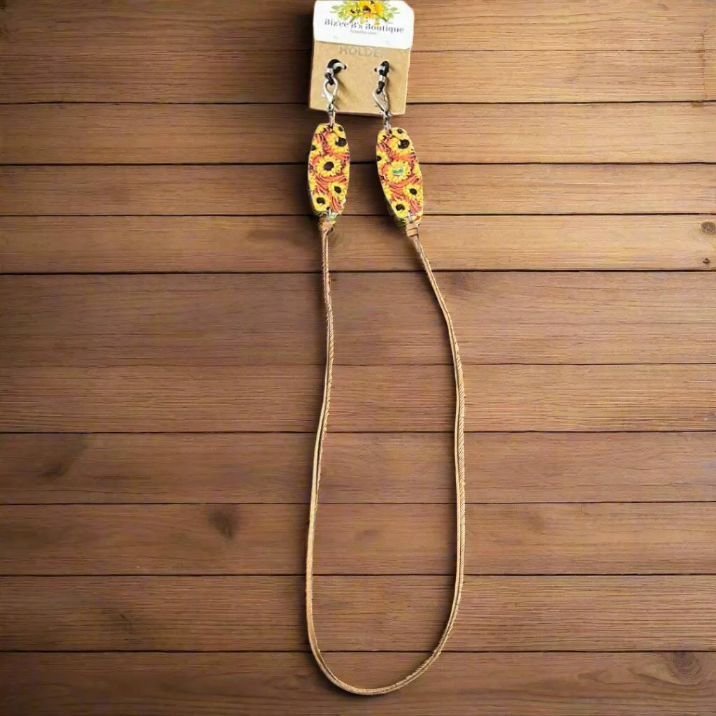 Wooden & Faux Leather Eye Glass Neck Holder